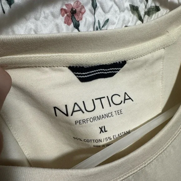Nautica Men's Short Sleeve Cream Tee - Picture 3 of 4